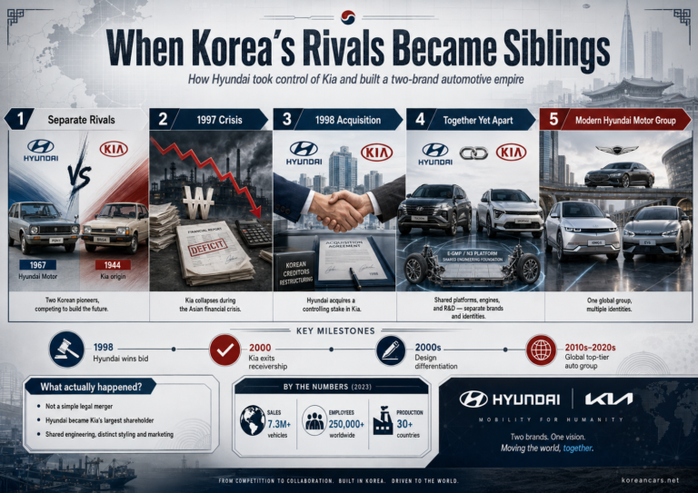 When Korea’s Rivals Became Siblings: How Hyundai Took Control of Kia and Built a Two-Brand Automotive Empire